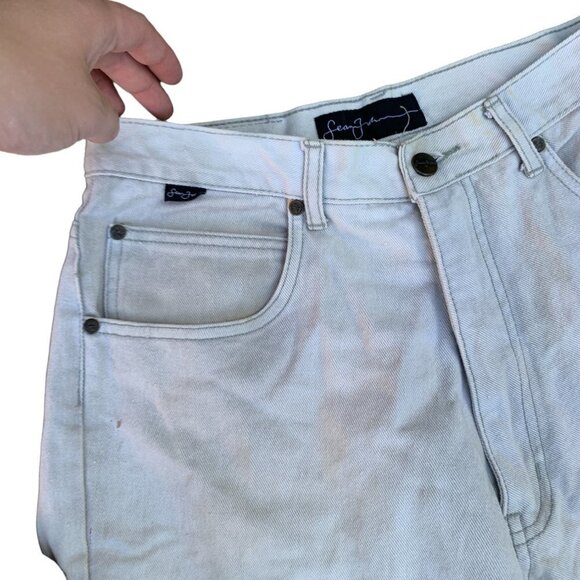 VINTAGE Sean John Embroidered Jeans Size 32 Cream - Picture 8 of 8